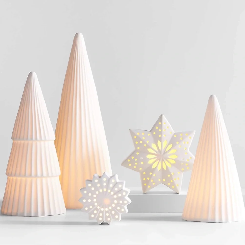 Crate&Barrel White Ceramic Lighted Tree MEDIUM